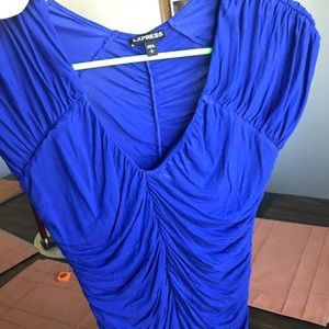 Royal blue draped shirt